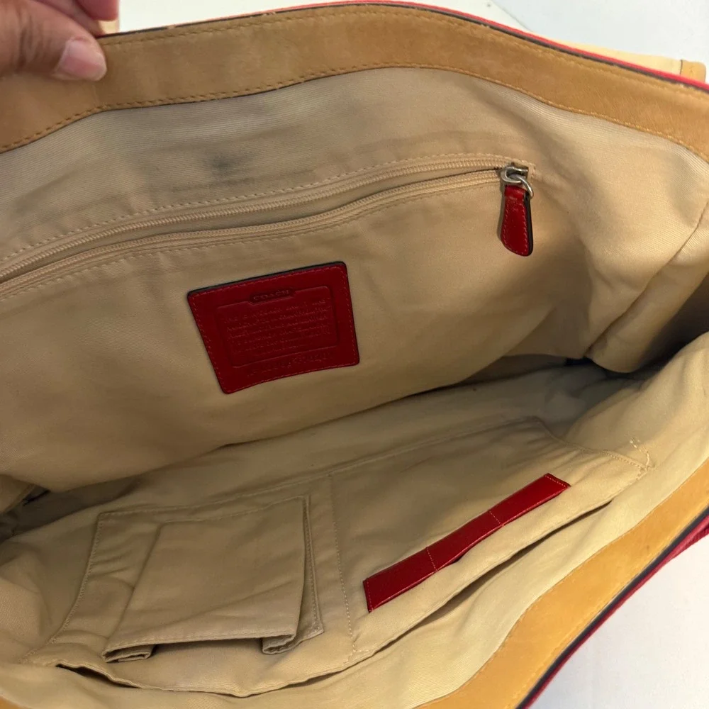 Coach Messenger Bag Large Red Heritage Stripe Canvas Crossbody F70201